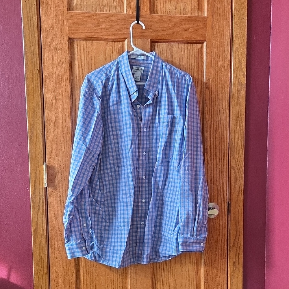L.L. Bean Blue Plaid Men's Casual Shirt